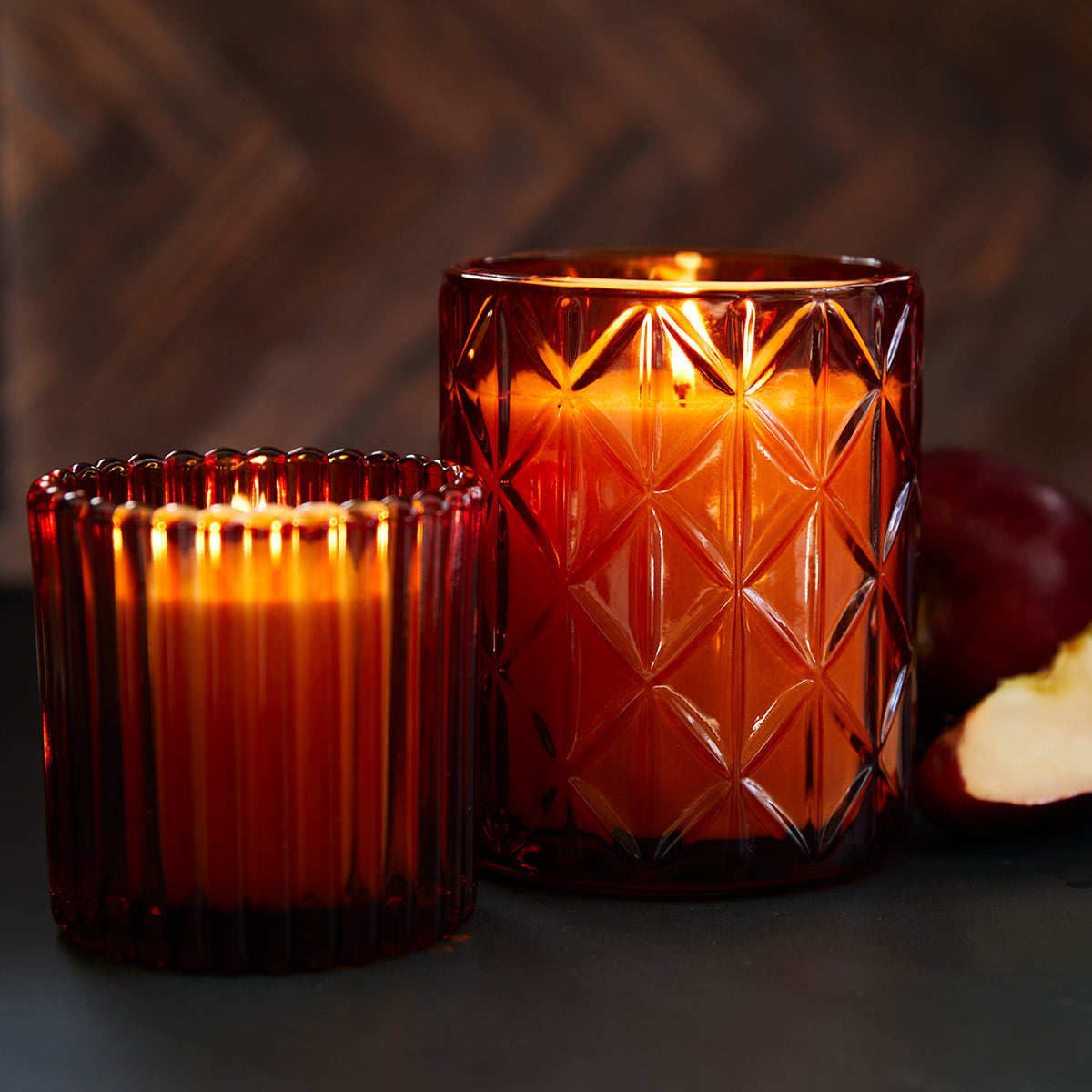 Apple Cider Candle In Large Decorative Glass 15oz.