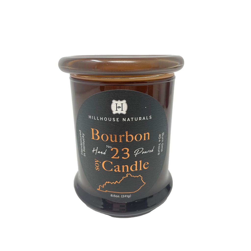 Bourbon 1 wick candle in brown jar w/lid 8.5oz.