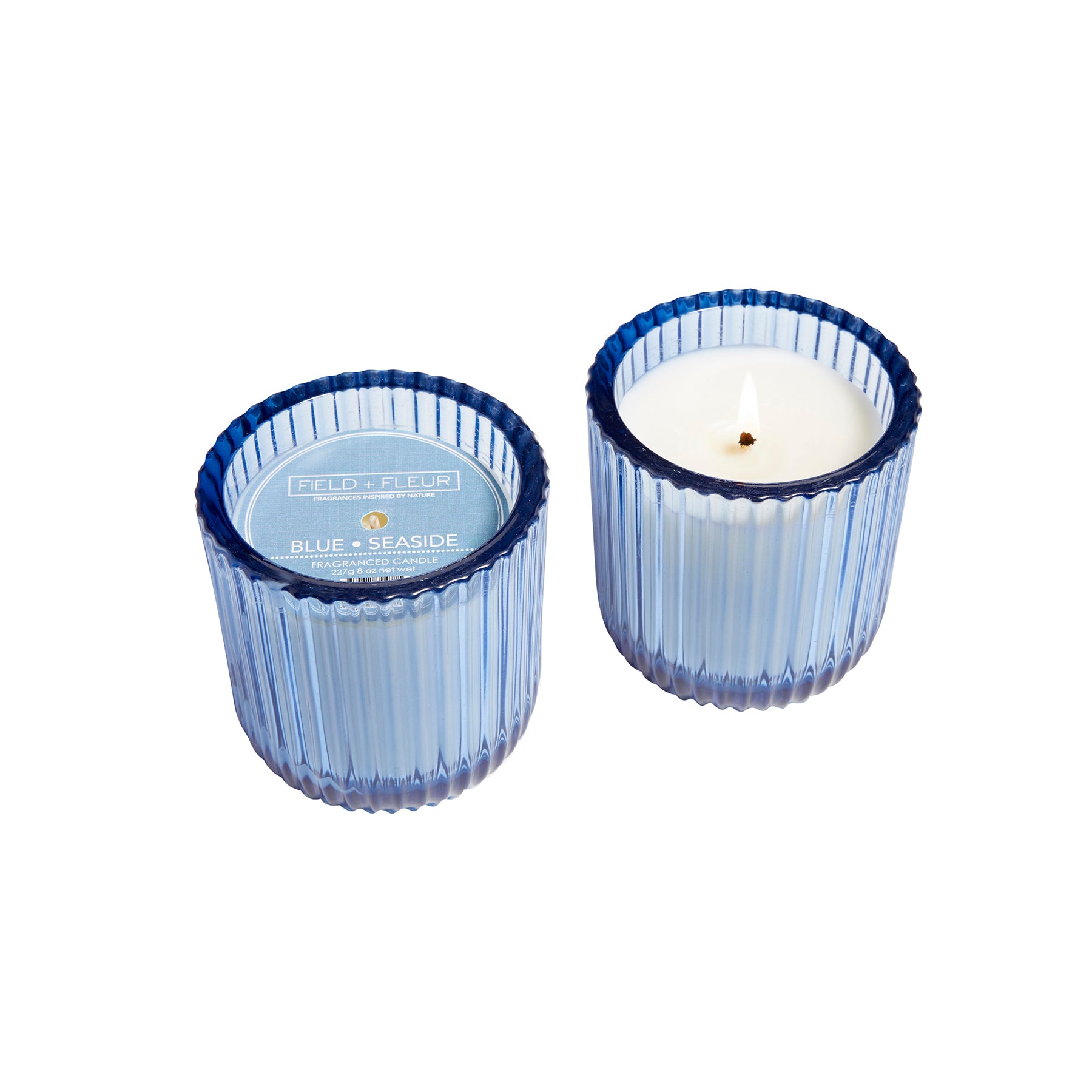 Blue Seaside 1 wick candle in colored glass 8oz.