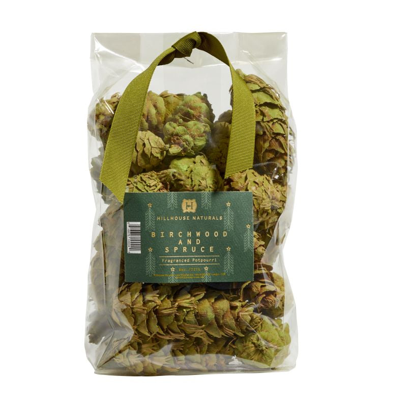 Birchwood & Spruce potpourri in green pine cones 8oz.