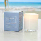 Blue Seaside candle in white glass with box 9oz.