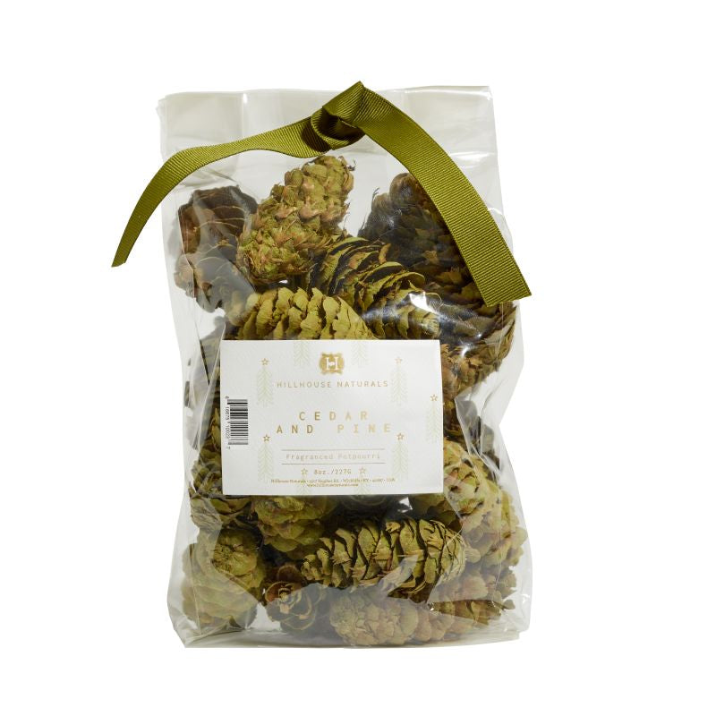 Cedar & Pine potpourri in green pine cones 8oz.