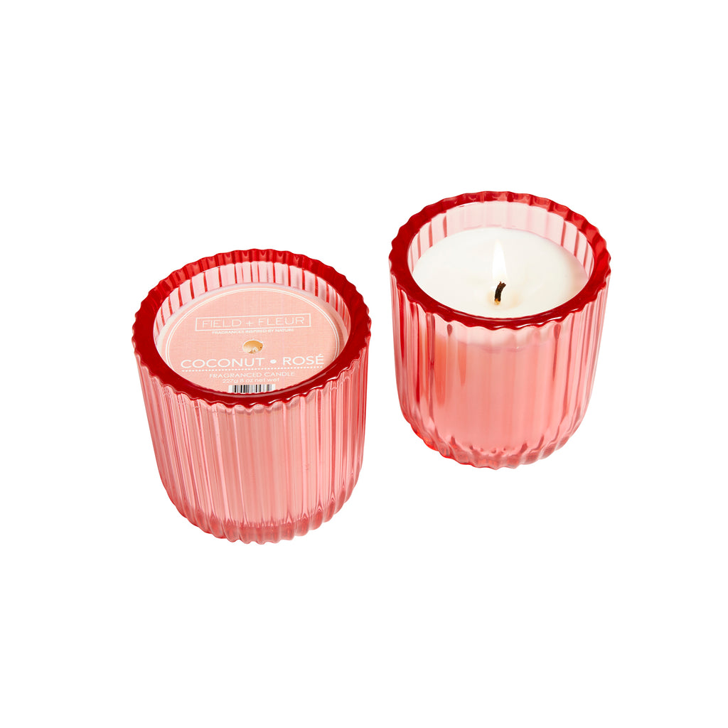 Coconut Rose' 1 wick candle in colored glass 8oz.