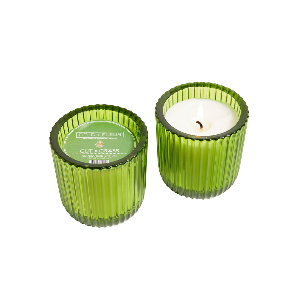 Cut Grass 1 wick candle in colored glass 8oz.