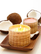 Coconut Rose' 3 wick handwoven candle 21oz.