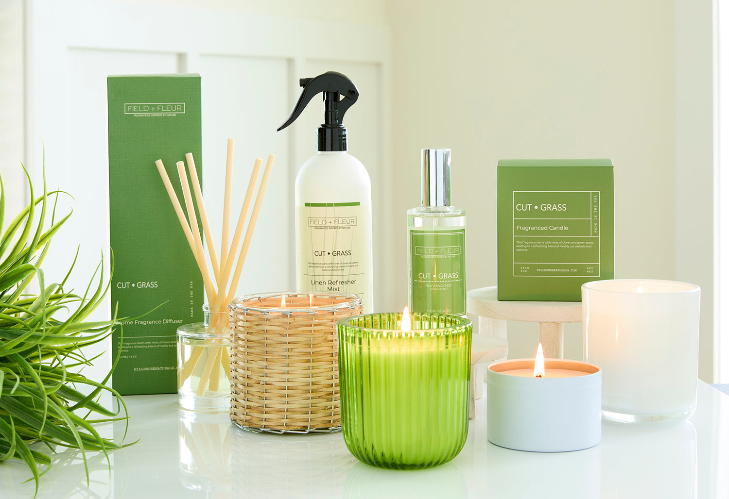 Cut Grass 3 wick handwoven candle  21oz.