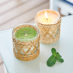 Eucalyptus Mint Citronella bamboo wrapped candle 7oz.