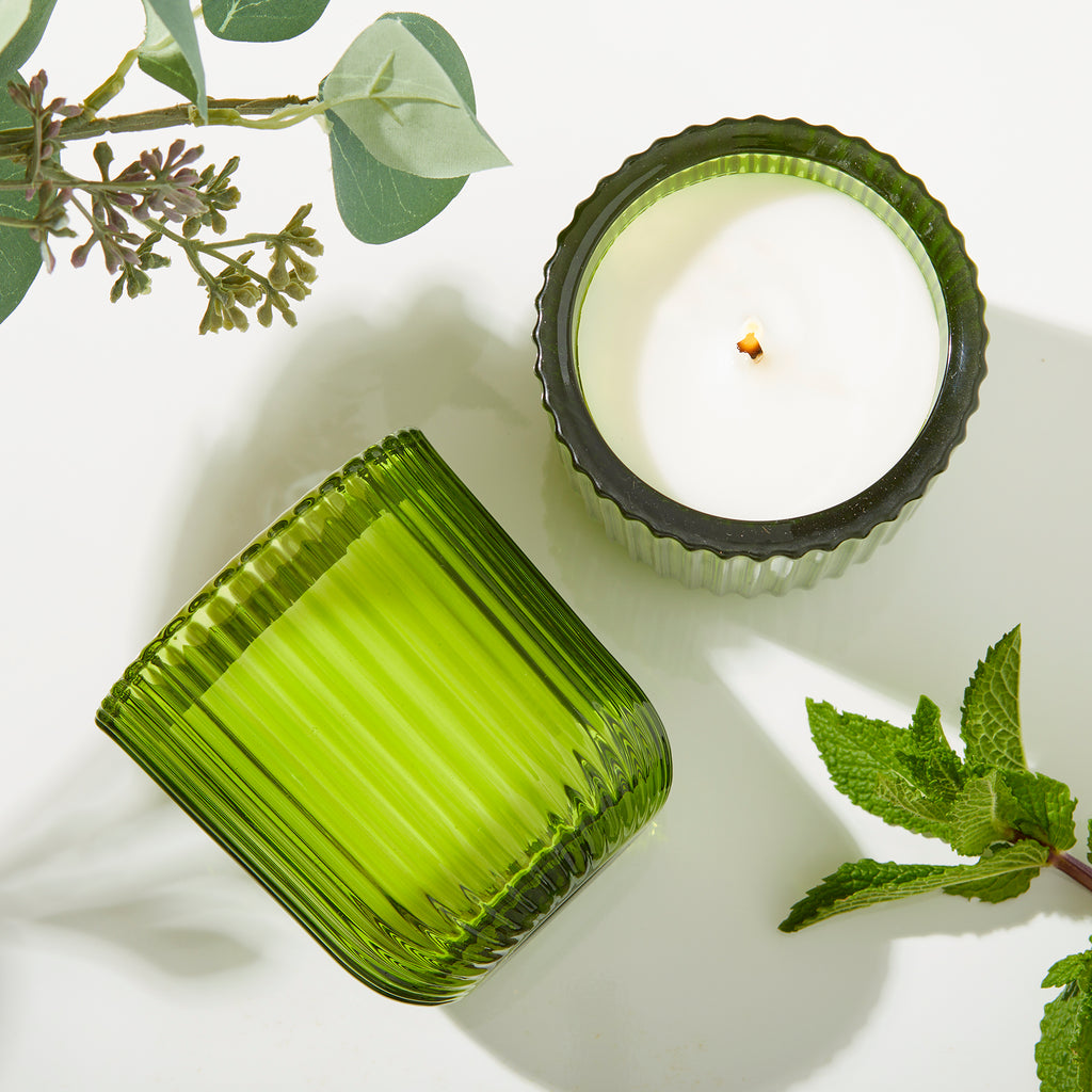 Eucalyptus Mint Citronella 1 wick candle in color glass 8oz.