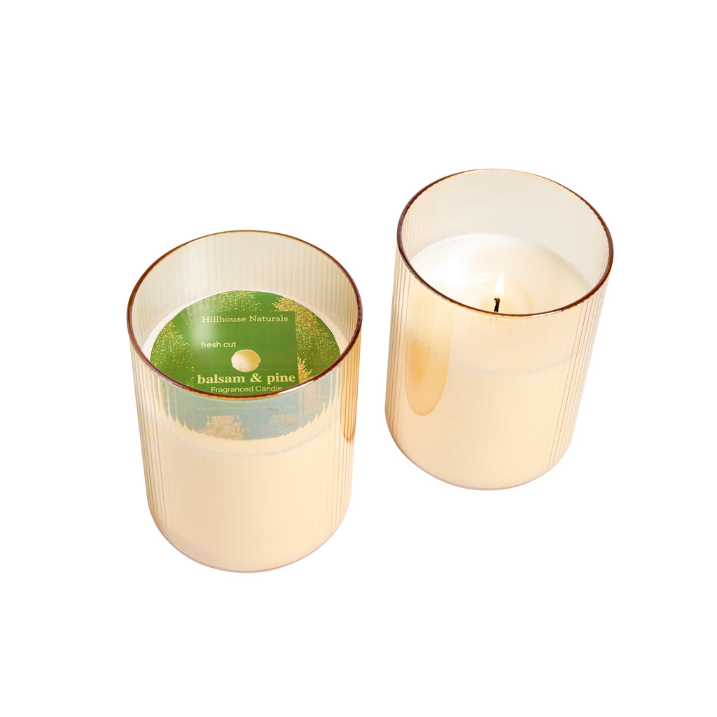 Fresh Cut Balsam & Pine lg. candle in gold glass 15oz.