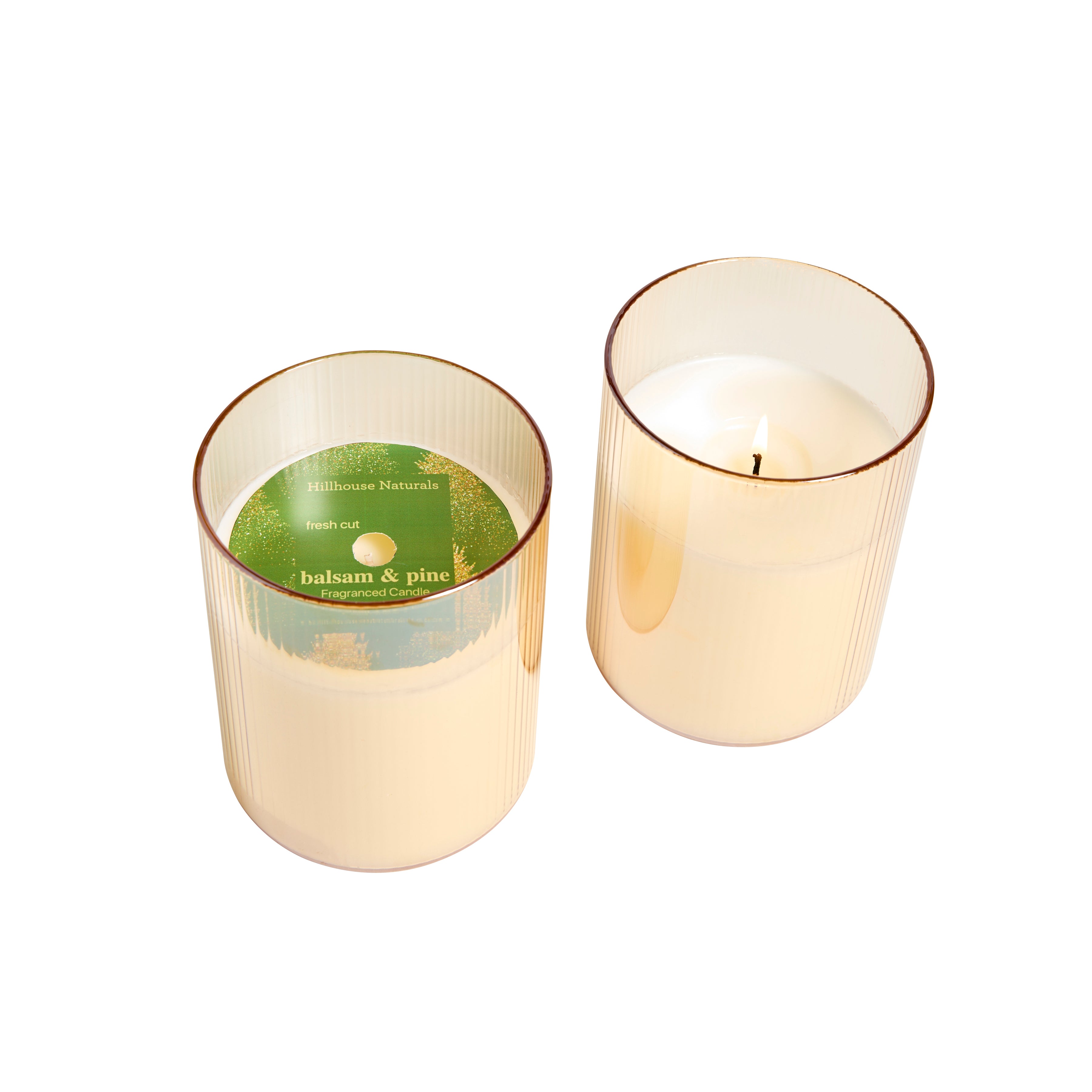 Fresh Cut Balsam & Pine lg. candle in gold glass 15oz.
