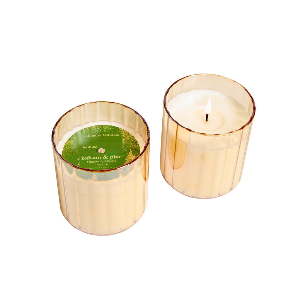 Fresh Cut Balsam & Pine sm. candle in gold glass 7oz.