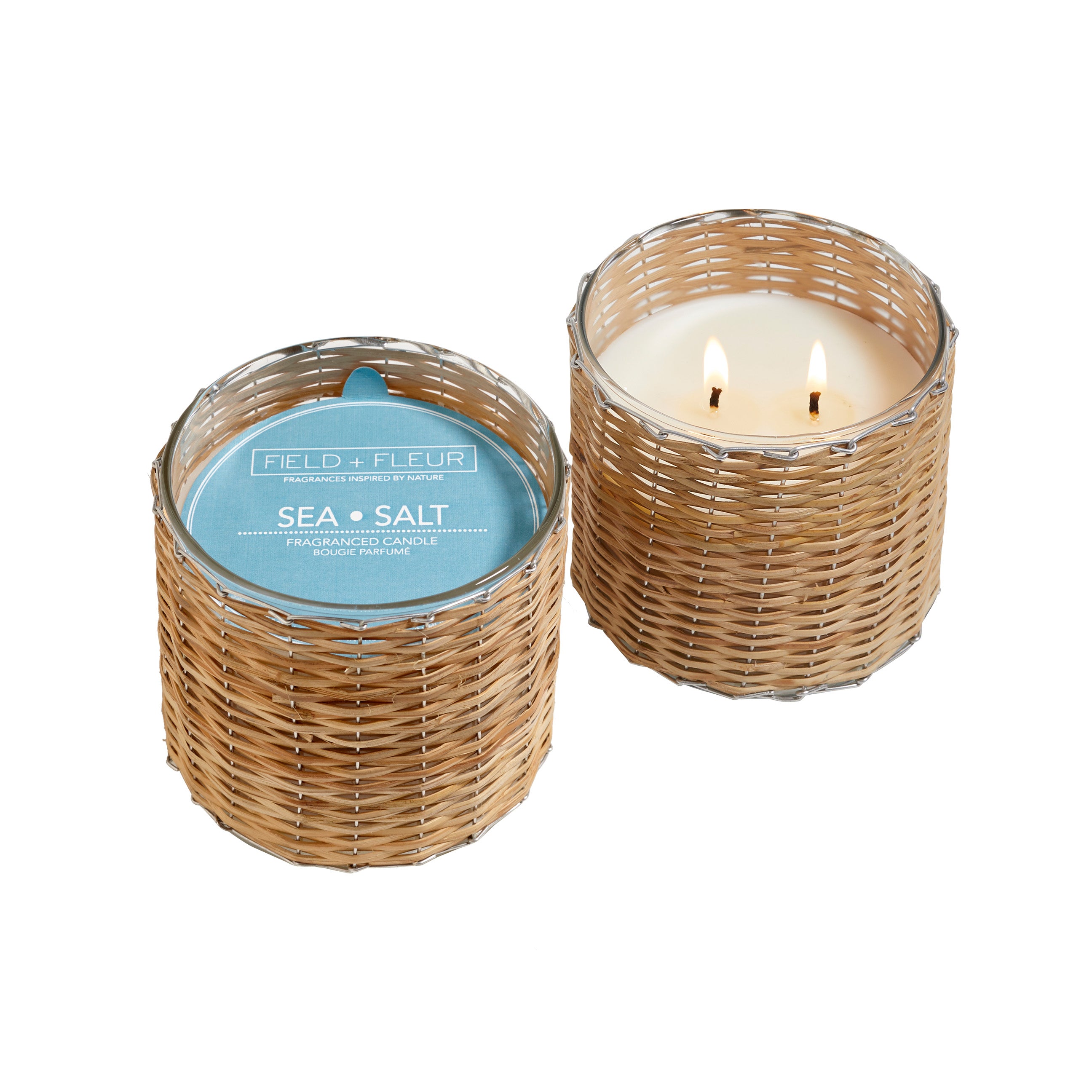 Sea Salt 2 wick handwoven candle 12oz.
