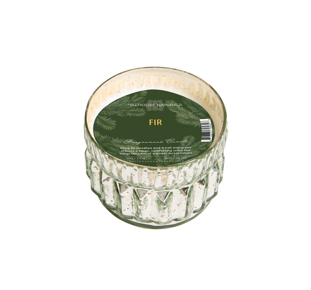 Fir  Candle Mercury Glass 9.5oz.