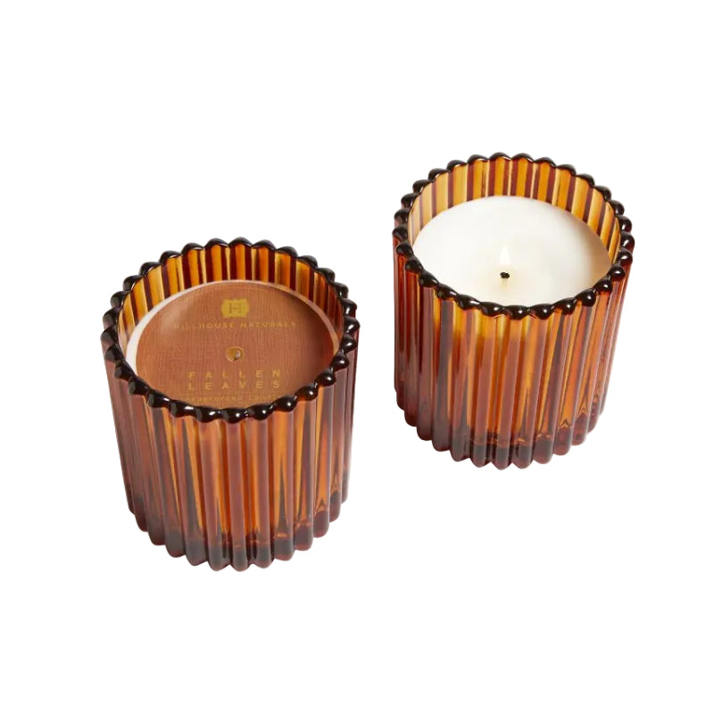 Fallen Leaves Candle In Small Decorative Glass 7oz.