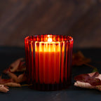 Fallen Leaves Candle In Small Decorative Glass 7oz.