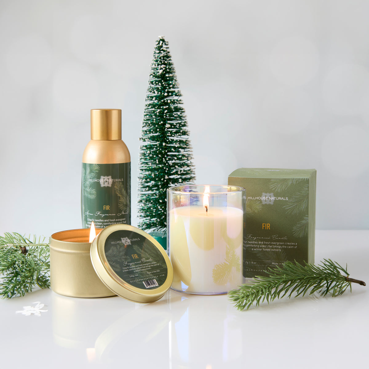 Fir Candle Glass In Box 8oz.