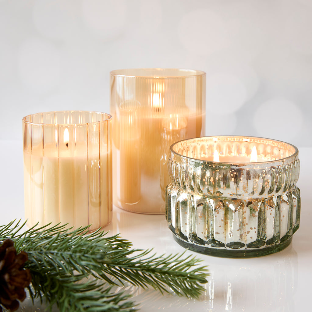 Fir  Candle Mercury Glass 9.5oz.