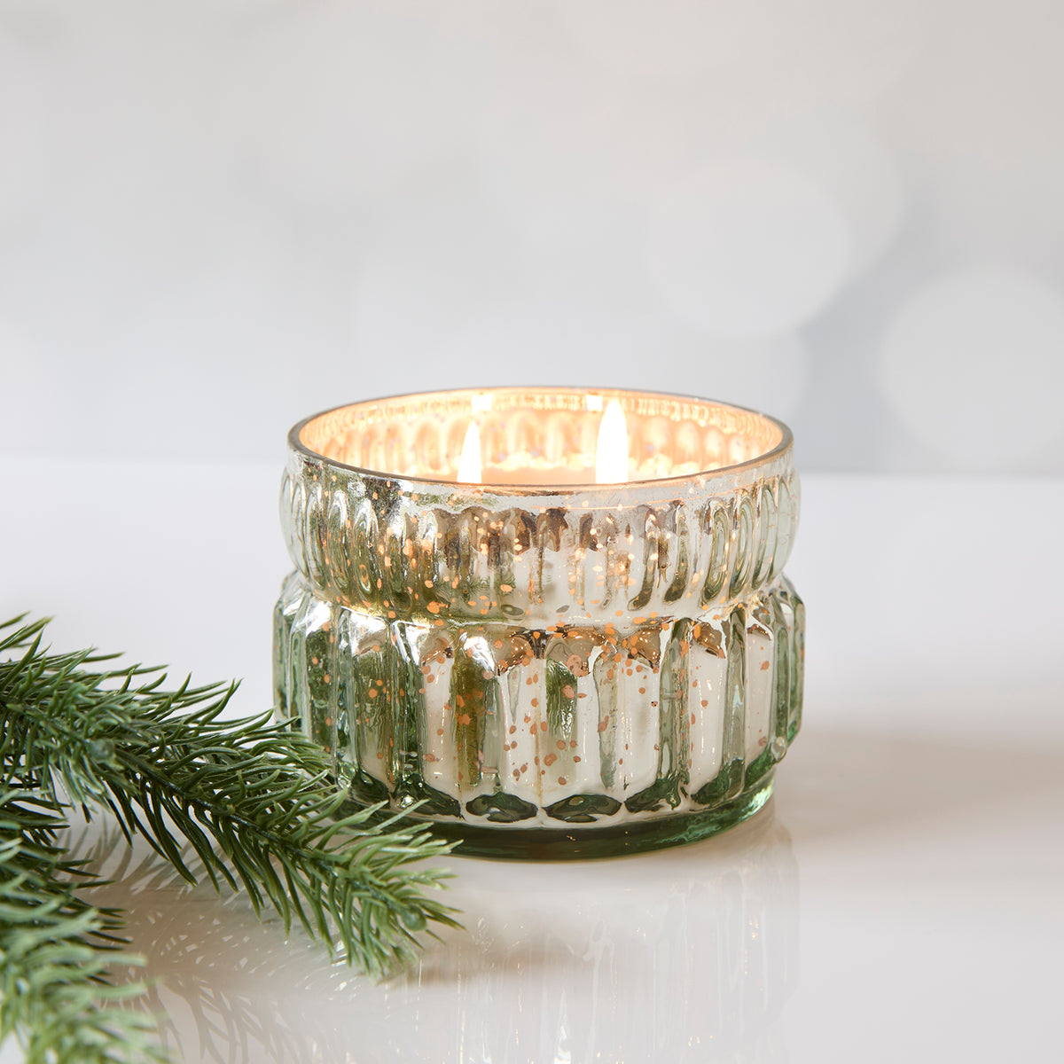 Fir  Candle Mercury Glass 9.5oz.