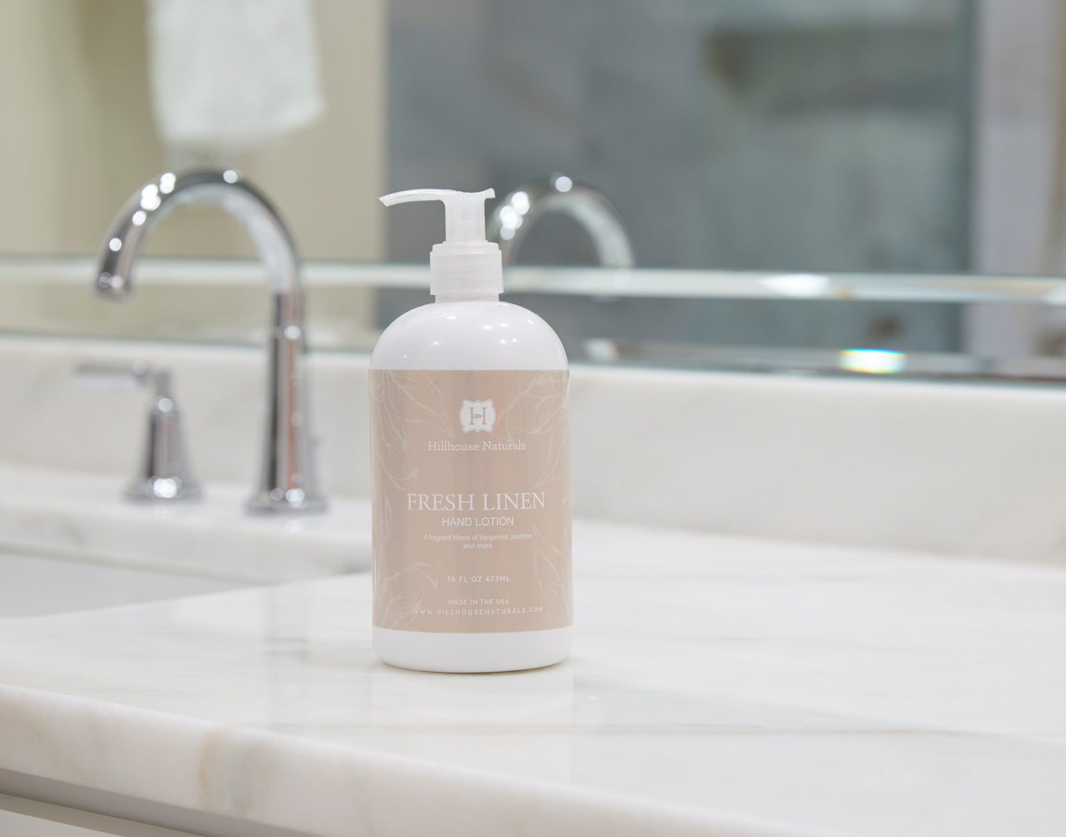 Fresh Linen hand lotion 16oz.