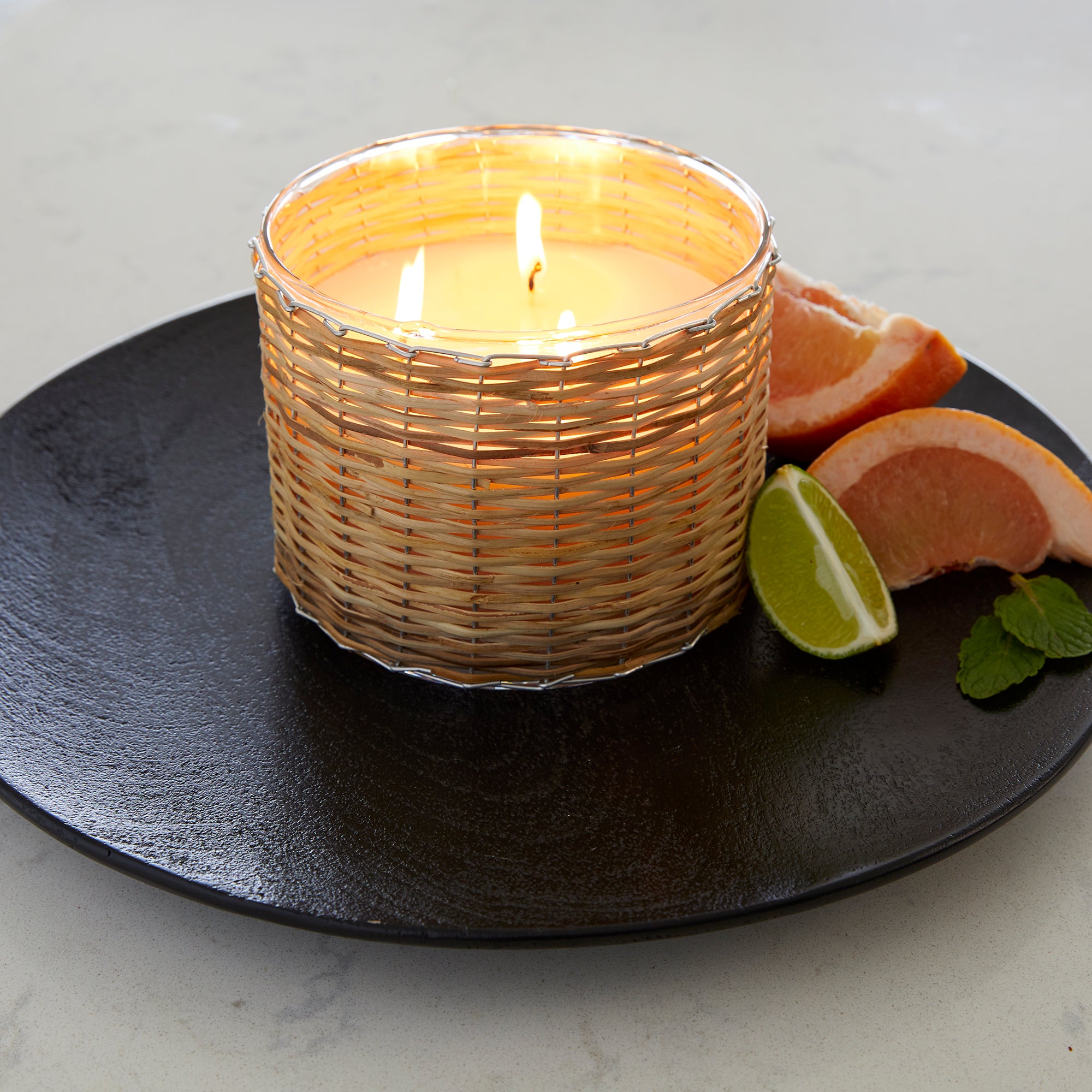 Grapefruit Pomelo 3 wick handwoven candle 21oz.