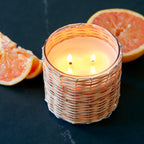 Grapefruit Pomelo 2 wick handwoven candle 12oz.