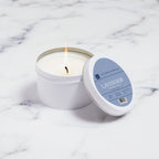 Lavender candle in white tin 5oz.