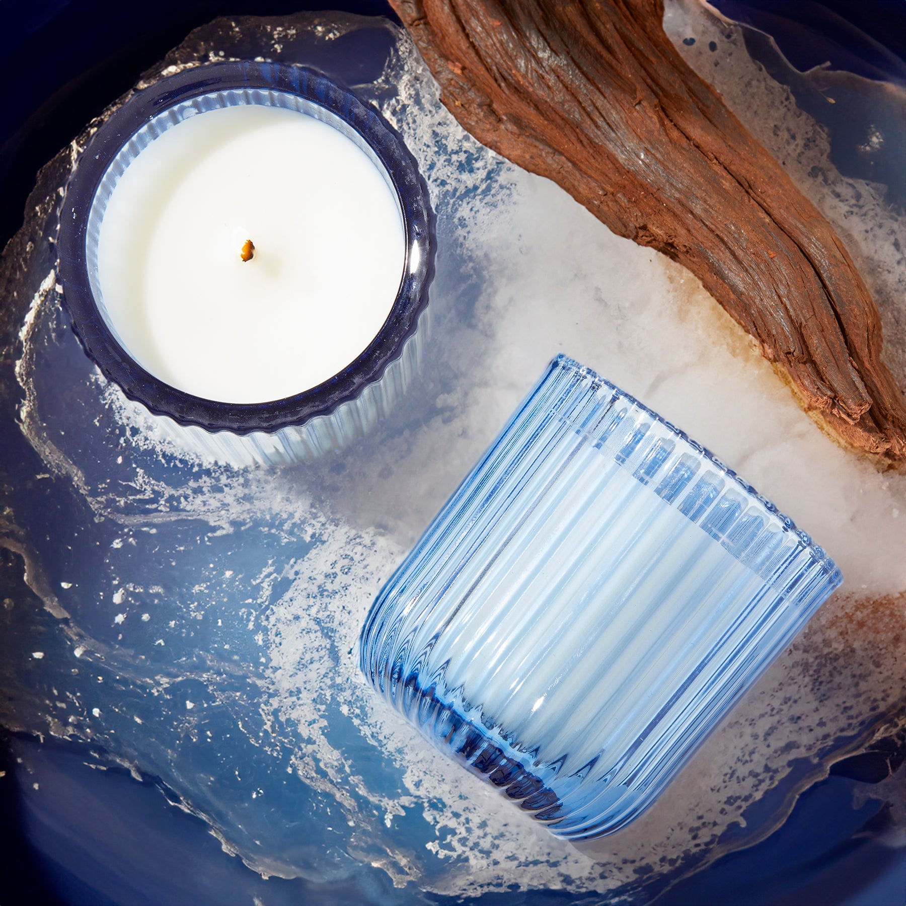 Lake Side 1 wick candle in colored glass 8oz.