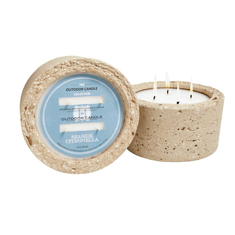 Seaside Citronella candle in concrete pot 32oz.