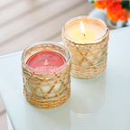 Marigold Citronella bamboo wrapped candle 7oz.