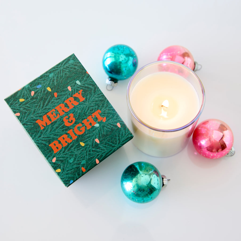 Merry & Bright Candle In Glass 8oz.