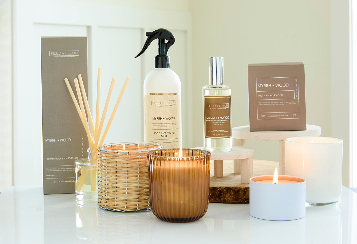 Myrrh Wood candle in white tin 6oz.