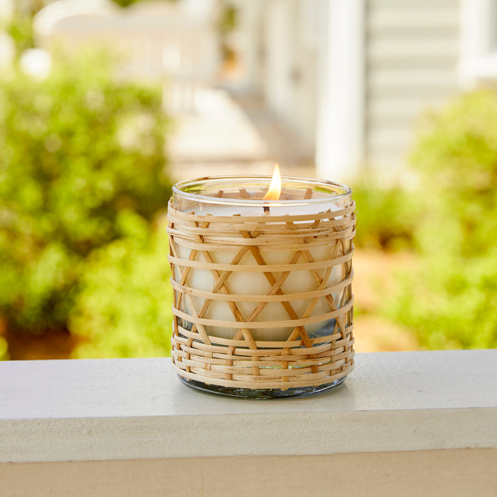 Seaside Citronella bamboo wrapped candle 7oz.