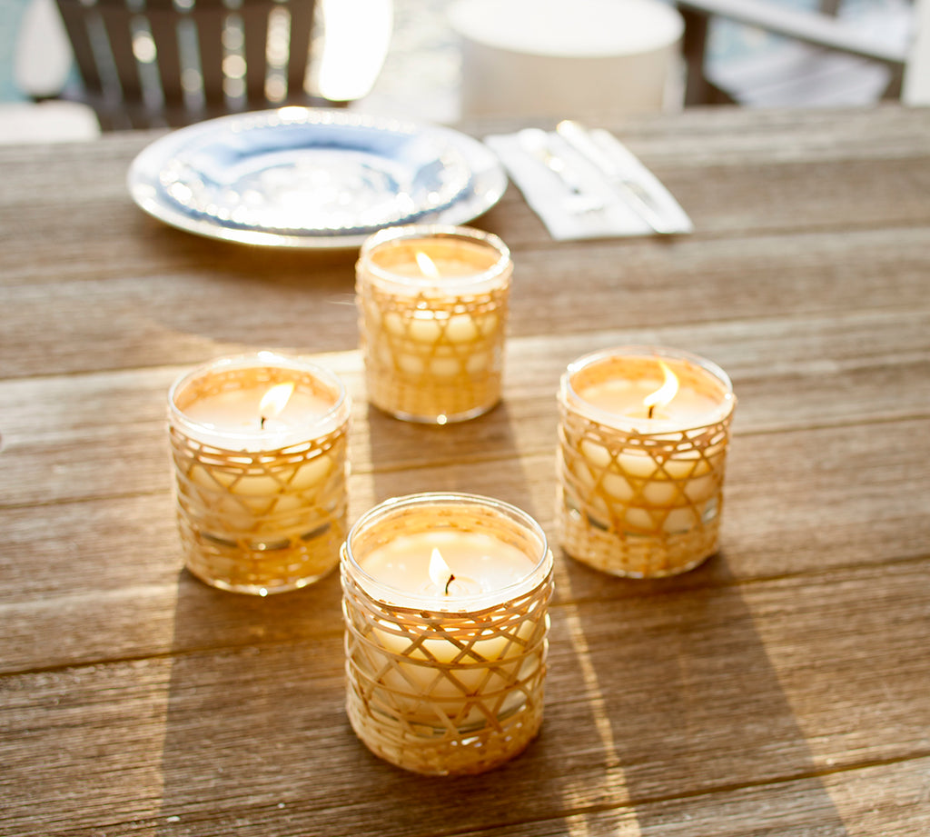 Eucalyptus bamboo wrapped candle 7oz.