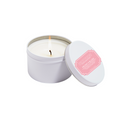 Peony Blush candle in white tin 6oz.