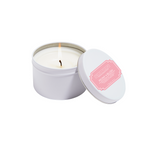 Peony Blush candle in white tin 6oz.