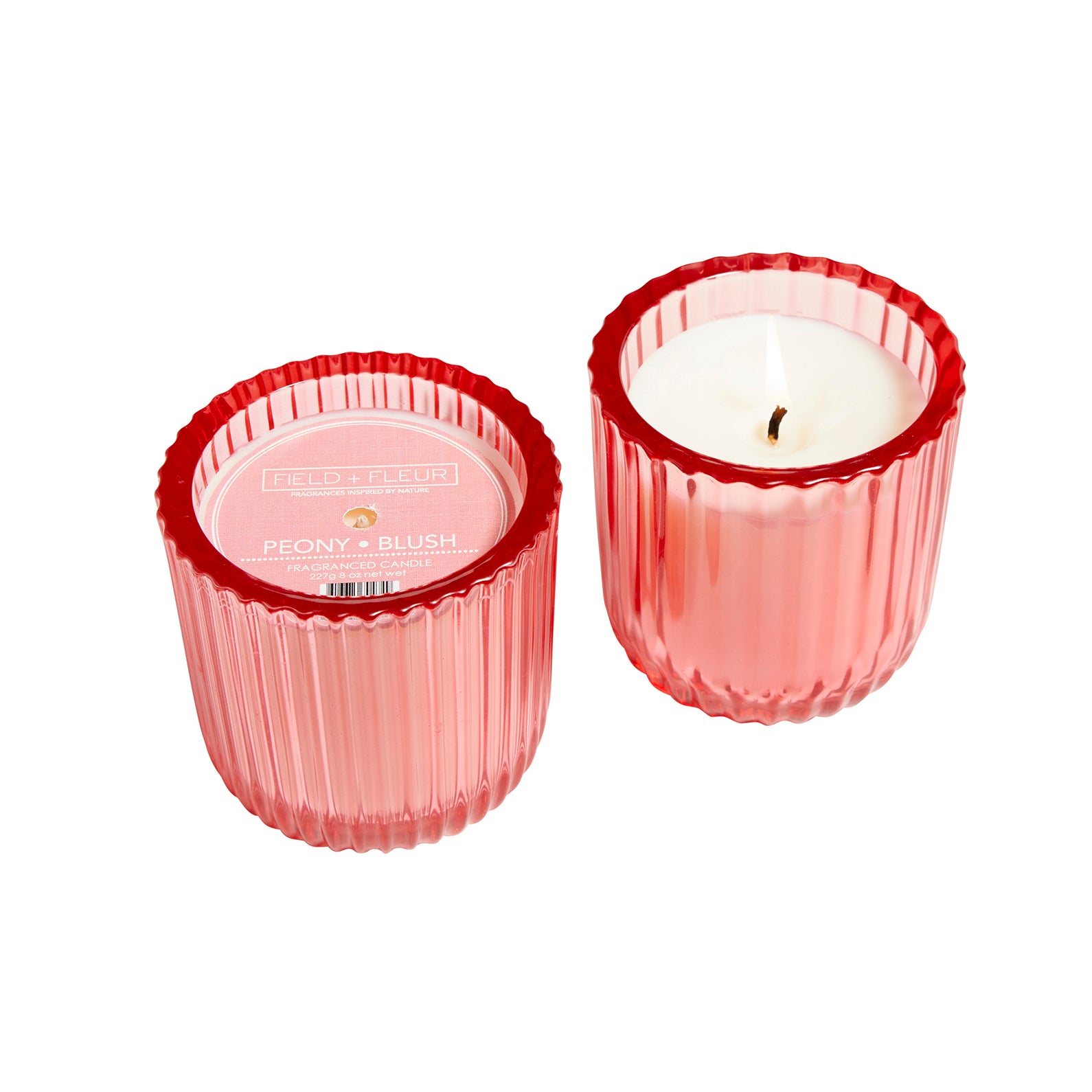 Peony Blush 1 wick candle in colored glass 8oz.