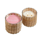 Peony Blush 2 wick handwoven candle 12oz.