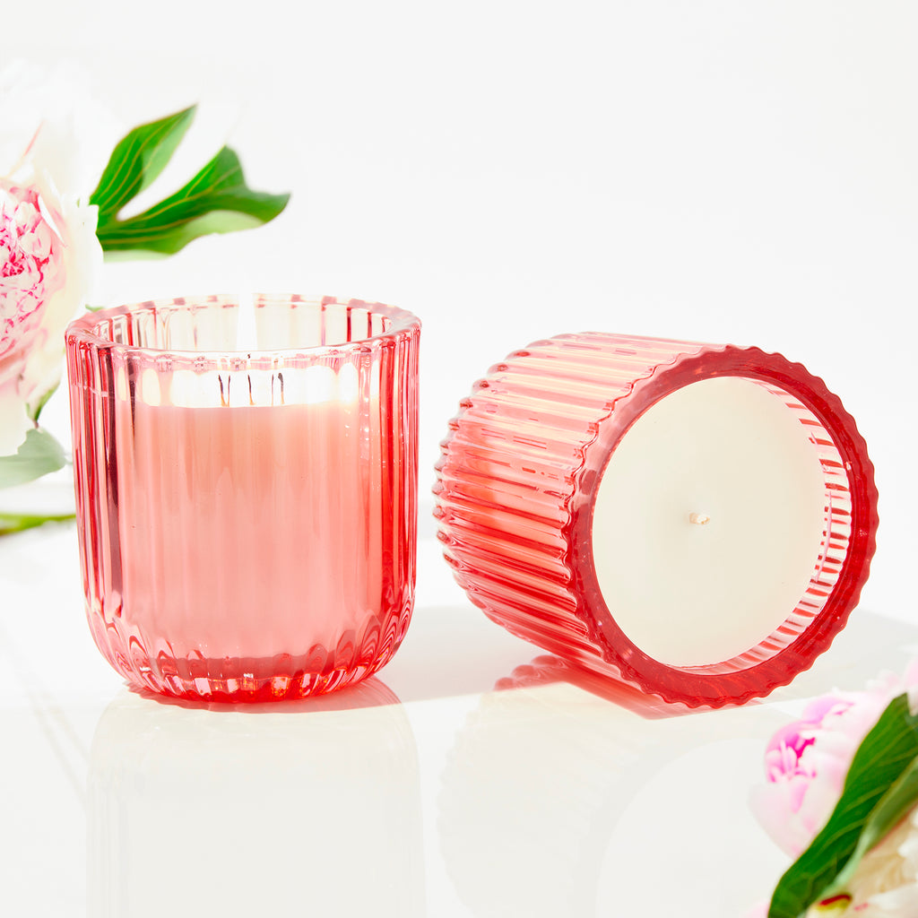 Peony Blush 1 wick candle in colored glass 8oz.