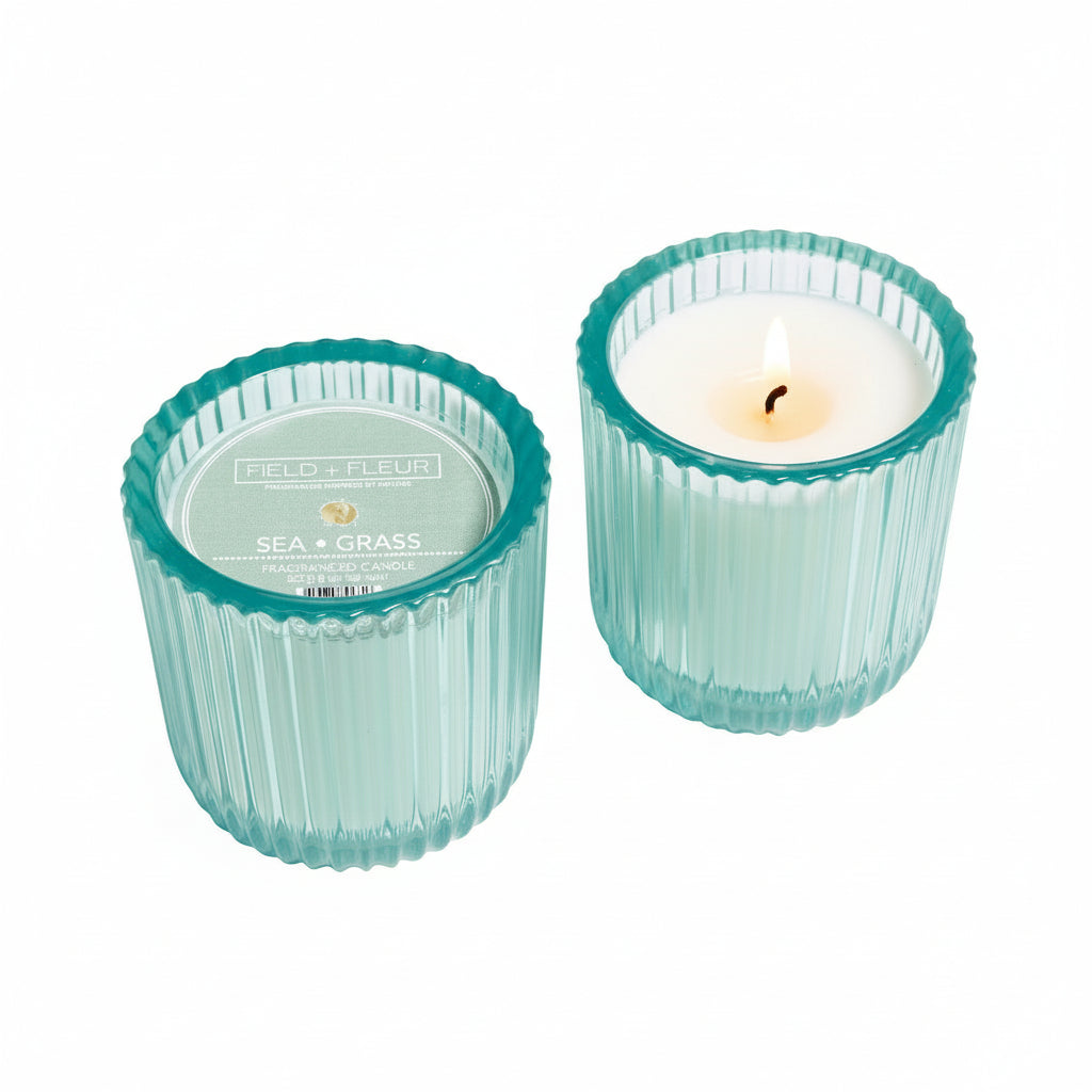 Sea Grass 1 wick candle in colored glass 8oz.