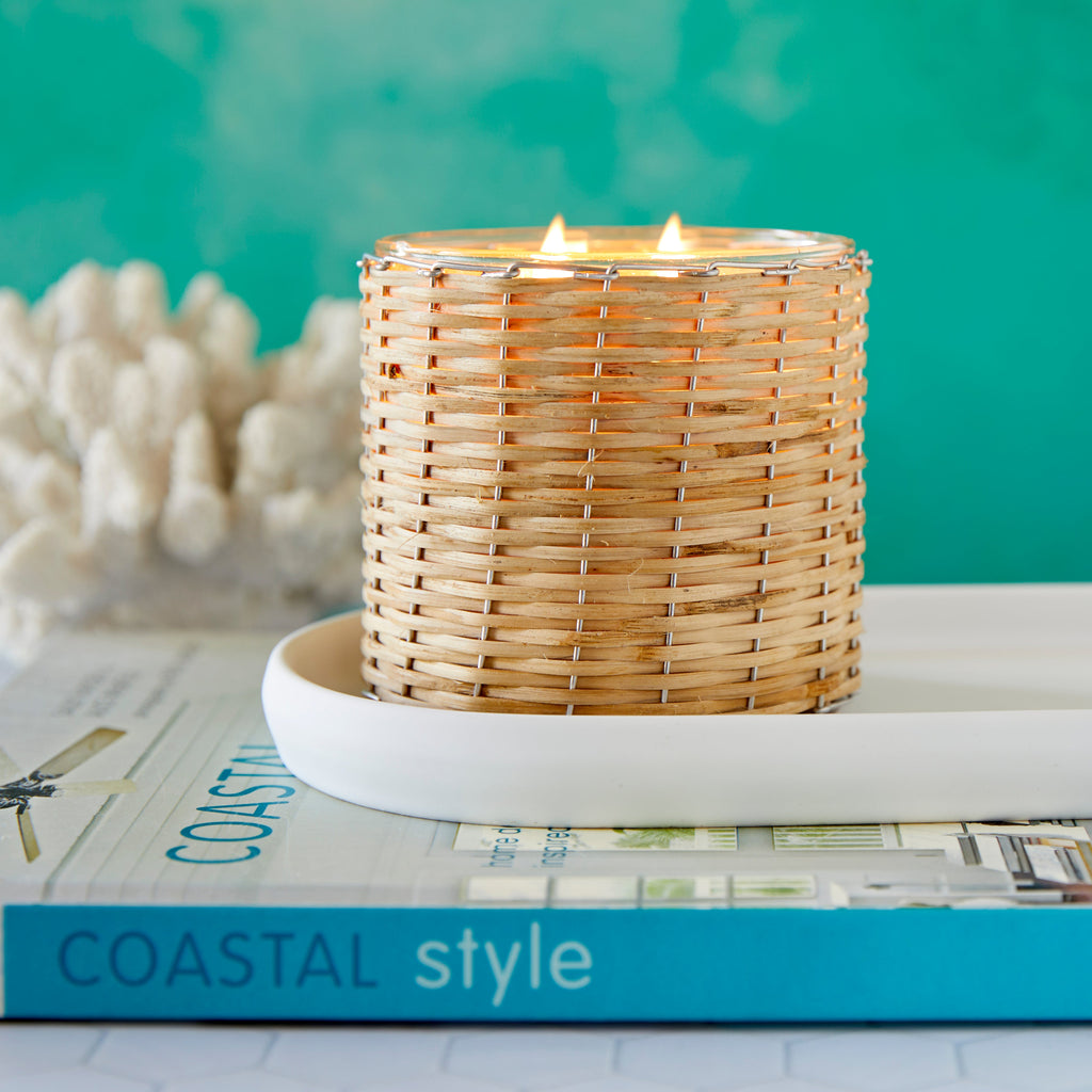 Blue Seaside 2 wick handwoven candle 12oz.