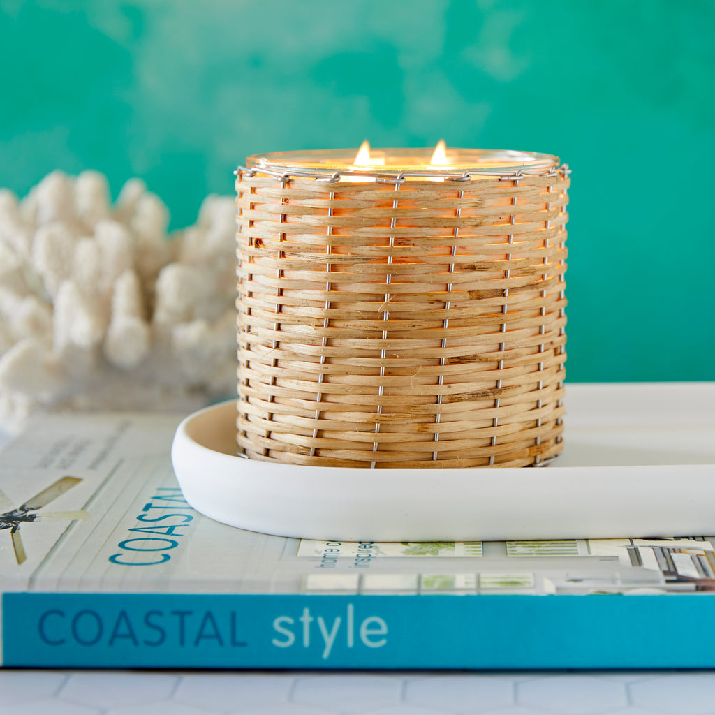 Sea Salt 2 wick handwoven candle 12oz.