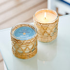 Seaside Citronella bamboo wrapped candle 7oz.