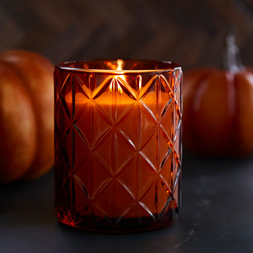 Spiced Pumpkin Candle In Large Decorative Glass 15oz.