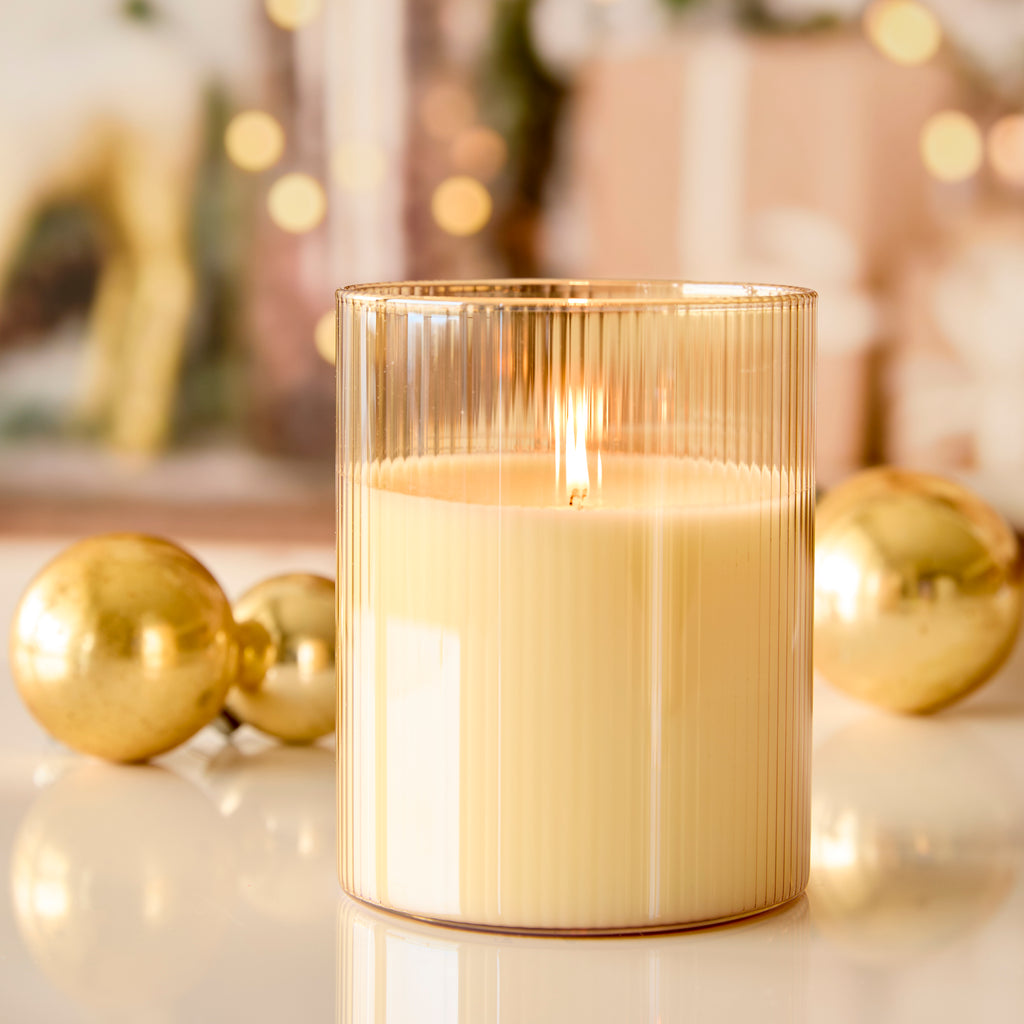 Christmas Candle In Lg. Gold Glass 15oz.