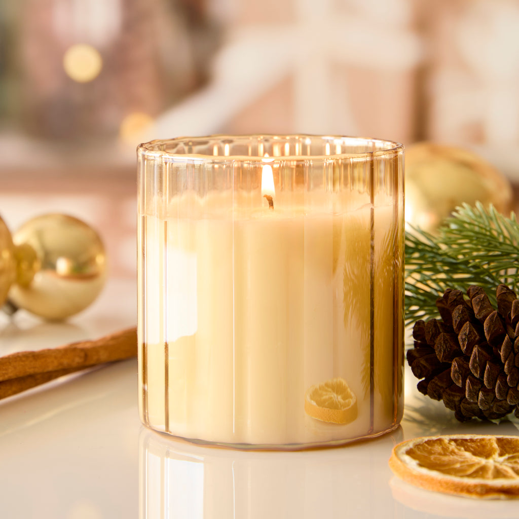 Christmas Candle In Sm. Gold Glass 7oz.