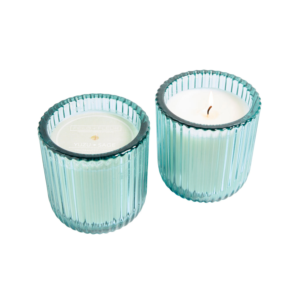 Yuzu Sage 1 wick candle in colored glass 8oz.