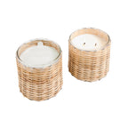 Yuzu Sage 2 wick bamboo handwoven glass candle 12oz.