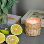 Yuzu Sage 2 wick bamboo handwoven glass candle 12oz.