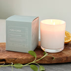 Yuzu Sage candle in white glass in box 9oz.