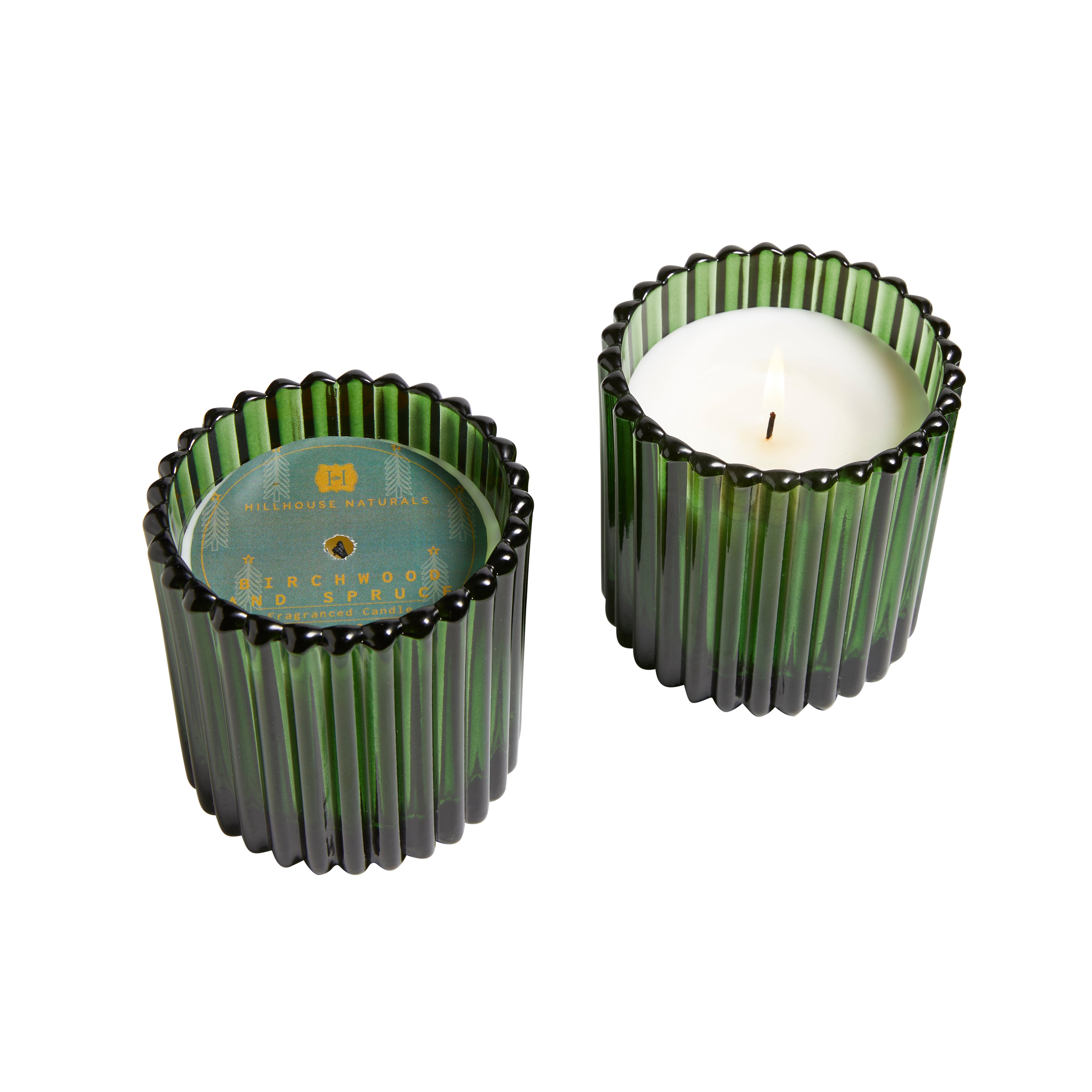 Birchwood & Spruce candle in green decorative glass 7oz.